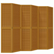 Décoshop26 - Paravent séparateur de pièce cloison 6 panneaux en bois paulownia marron DEC031094 - marron 3000258282781