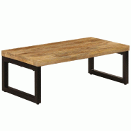 Décoshop26 - Table basse de salon design rustique 100 x 50 x 35 cm bois de manguier solide et acier DEC036924 - acier 3000263001377