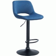 Décoshop26 - Tabouret de bar chaise haute x1 avec repose-pieds en velours bleu piètement métallique noir 10_0004598 - bleu 3000252191942 Décoshop26 - Tabouret de bar chaise haute x1 avec repose-pieds en velours bleu piètement métallique noir 10_0004598 - bleu 3000252191942