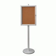 Edimeta Vitrine d'Affichage sur Pied GRIS Fond Liege 4 Feuilles A4 H190cm - gris aluminium 214653