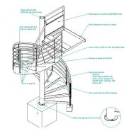 Escalier hélicoïdal tube lisse - l'hélicoidal - diamètre du colonne centrale 168 mm
