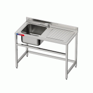 Gasfrit – Évier sous comptoir avec 1 bac et 1 égouttoir, industriel, en acier inoxydable, étagère et robinet inclus, 1200 x 600 x 850 mm. - inox