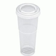 Gobelet Smoothie  40cl NovaCup + Couvercle Plat Inclus Shaker Milkshake Recyclé Transparent VAE Snacking - Lot de 800 unités - transparent Matériau