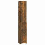 Helloshop26 - Armoire de bain rangement design intemporel 25 x 26,5 x 170 cm en bois d'ingénierie chêne fumé 02_0048251 - Bois massif 3000235181731