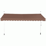 Helloshop26 - Auvent rétractable 400 x 200-300 cm protection solaire réglable et facile à installer en aluminium marron 20_0010442 - 3000226187384