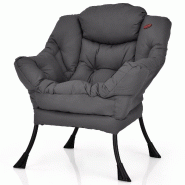 Helloshop26 - Fauteuil paresseux moderne 75 x 81 x 94,5 cm assise ergonomique et rembourrée design chic en tissu polyester gris 20_0011265 - gris mé Helloshop26 - Fauteuil paresseux moderne 75 x 81 x 94,5 cm assise ergonomique et rembourrée design chic en tissu polyester gris 20_0011265 - gris mé
