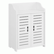 Helloshop26 - Meuble de salle de bain design avec étagères meuble de rangement à 2 portes bois composite 62 cm blanc 03_0005832 - 3000687899789 Helloshop26 - Meuble de salle de bain design avec étagères meuble de rangement à 2 portes bois composite 62 cm blanc 03_0005832 - 3000687899789
