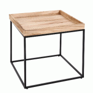 Mendler Table d'appoint HWC-K71, Table basse Table, bois de paulownia Métal 60x60x60cm ~ couleur naturelle - marron Bois massif 96857