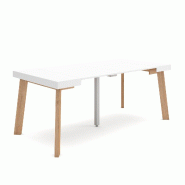 SKRAUT HOME Table console extensible, 180, Pour 8 personnes, Pieds en bois, Blanc - blanc Bois manufacturé 264_7