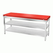 Table de travail en inox 1800x600 mm avec plaque de découpe rouge et 2 étagères PREMIUM - GOLDINOX - gris inox 3701770841400
