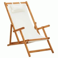 VidaXL Chaise Pliable De Plage Bois D Eucalyptus Solide Et Tissu Crème - beige 310311 VidaXL Chaise Pliable De Plage Bois D Eucalyptus Solide Et Tissu Crème - beige 310311