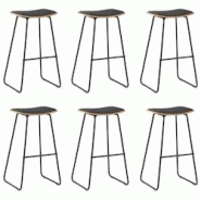 VidaXL Tabourets De Bar Lot De 6 Noir Similicuir - noir 3054561 VidaXL Tabourets De Bar Lot De 6 Noir Similicuir - noir 3054561