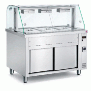 Vitrine Chauffante Bain-Marie Professionnelle 3 GN 1/1 avec Pare-Haleine – Réserve Neutre – OBM3 - OBM3