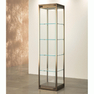 Vitrine T-Métal colonne 45x45xH190cm 2 spots LED - bronze