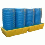 Bac de rétention longitudinal PE - caillebotis amovible - 4 fûts de 220 l - volume 450 l