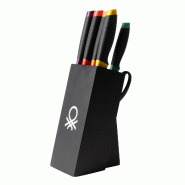 Benetton - Jeu de 8 couteaux avec bloc en acier inoxydable Rainbow - noir inox BE654