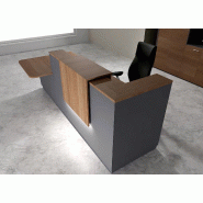 Comptoir d'accueil bi-colore avec PMR Delta et réhausse - Gauche, Oui, Anthracite, 262, Acacia foncé_0