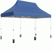 COSTWAY Pavillon 3x6m, imperméable à l'eau, stable, UV 50+, réglable, avec sac, bleu. - bleu métal ZB34344NX