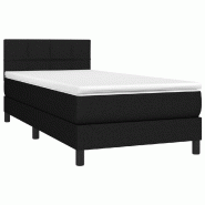 Décoshop26 - Cadre de lit LED avec sommier tête de lit matelas 90x190 cm tissu noir TDL0209069 - noir 3001669747760