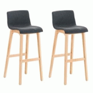 Décoshop26 - Lot de 2 tabourets de bar design avec structure de 4 pieds en bois et assise en tissu gris foncé 10_0004212 - gris 3000251985399 Décoshop26 - Lot de 2 tabourets de bar design avec structure de 4 pieds en bois et assise en tissu gris foncé 10_0004212 - gris 3000251985399