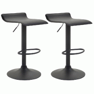 Décoshop26 - Lot de 2 tabourets de bar design minimaliste hauteur réglable repose-pieds en similicuir noir et métal noir 10_0006405 - noir métal 3