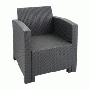 Ensemble fauteuils et table en rotin PP gris | Bolero - DR309