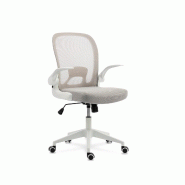 Furniture Style Chaise de bureau Vega - dossier pliant, accoudoirs pliables. Blanc/Gris - gris polyester FS8002BLGR