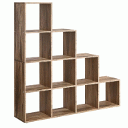 Helloshop26 - Étagère escalier meuble de rangement 6 compartiments pour bibliothèque salon chambre blanc 12_0005764 - 3000223222194