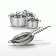 Lot 2 Poêles 28/32cm & 3 Faitouts 16/20/24cm Elo Relief Solution - gris 3176239942385