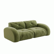 Merax Canapé modulable 2 places, canapé nuage avec accoudoirs ronds, chenille douce, sans cadre près du sol, canapé lounge, vert - vert multi-mat�