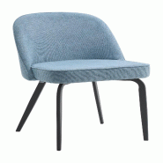 Mobiliara Lot de 2 Chaises Adèle Bleu  – Assise Mousse Haute Densité, Piètement Acier Époxy Madrid, Design Contemporain - bleu polyester A06597/01