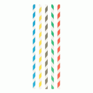 Paille papier rayée coloris assortis Ø0,80x23,5cm - par 3000