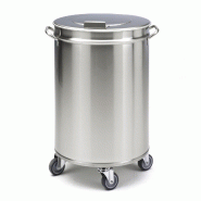 Poubelle sur roulettes en acier inoxydable CU-50, capacité 50 litres, avec couvercle et roues pivotantes pour usage professionnel | Sammic - 5702576
