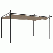 VidaXL Pergola avec toit rétractable taupe 395x292x230 cm Modèle AbriUltime 195 - marron 360118