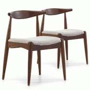 VS Venta-stock Pack 2 chaises Corzo, Couleur Noyer, Bois Massif, 52,5 cm x 50 cm x 74.5 cm - marron Bois massif I20050
