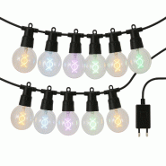 WellHome - Guirlande lumineuse multicolore avec ampoules G80, minuterie incluse, 95 x 8 x 11 cm - noir WH16420