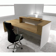 Bureau d'accueil ergonomique et Design Delta - Droite, Blanc, Oui, 262, Chêne veiné_1