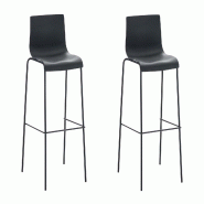 Décoshop26 - Lot de 2 tabourets de bar en tissu plastique noir cadre métallique noir à quatre pieds style chic et moderne 10_0005569 - noir métal