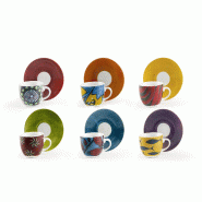 Excelsa set de 6 tasses à café avec soucoupe Afrika en porcelaine multicolore - multicolore porcelaine 62714