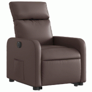Fauteuil inclinable électrique marron similicuir Modèle Dervionel - 8721012219946