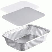 Grand Plat Aluminium Pro NOVATRAY 2000ml (260x190mm) + Couvercle - Format XXL Traiteur - Lot de 400 - KB2000RS