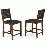 Helloshop26 - Lot de 2 chaises de bar design incurvé 52 x 58,5 x 101 cm assise ergonomique moderne en bois d'acacia noir 20_0020641 - 3000233599361