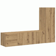 Helloshop26 - Lot de 3 meubles TV muraux modernes avec grand espace de rangement 80 x 30 x 90 cm en bois d'ingénierie chêne 02_0055859 - Bois massif