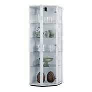 K-Möbel Vitrine d'angle en verre sur pied 176x56,5x56,5 cm Made in Germany avec LED & 4 tablettes en verre Blanc - blanc Bois manufacturé C1020W_0