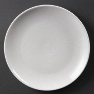 Lot de 10 assiettes rondes plates (Ø)250 mm, en porcelaine Lot de 10 assiettes rondes plates (Ø)250 mm, en porcelaine