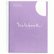 MIQUELRIUS Lot de 5 Cahier Emotions A4, 160p./80 feuilles 90 g/m², reliure intégrale, couverture laminée coloris lavande, quadrillé 5x5 - 84225934