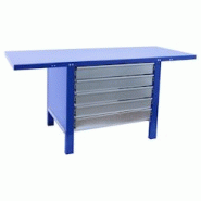 PROREGAL Etabli BUFFALO METAL avec 5x Tiroir | HxLxP 83x180x73cm | Capacité de Charge 700kg | Bleu - bleu métal PR_RS157-26 PROREGAL Etabli BUFFALO METAL avec 5x Tiroir | HxLxP 83x180x73cm | Capacité de Charge 700kg | Bleu - bleu métal PR_RS157-26