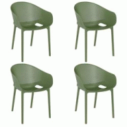 SIESTA EXCLUSIVE Lot de 4 chaises d’extérieur Sky Pro Vert olive - vert plastique polypropylène SP-SI-151OG SIESTA EXCLUSIVE Lot de 4 chaises d’extérieur Sky Pro Vert olive - vert plastique polypropylène SP-SI-151OG