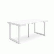 SKRAUT HOME Table console extensible, 160, Pour 8 personnes, Pieds bois massif, Blanc - blanc Bois manufacturé 211_25