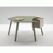 Table polyvalente hexagonale avec pieds ronds vert olive Table polyvalente hexagonale avec pieds ronds vert olive